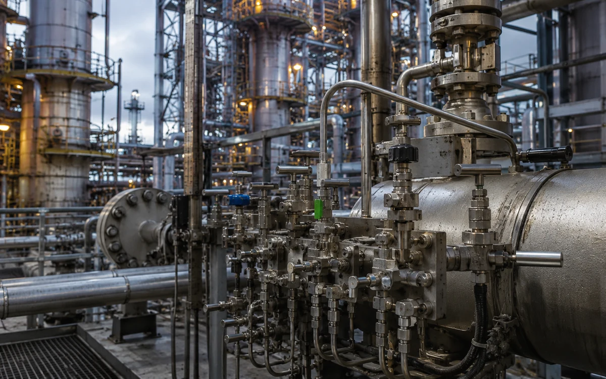 Petrochemical Refinery Column and Manifold Fluid Control Installation